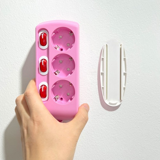무타공 멀티탭 부착 홀더 슬라이드 벽면 고정 부착 리모컨 셋탁박스 공유기 정리, 무타공 멀티탭 고정 홀더 (1개), 1개