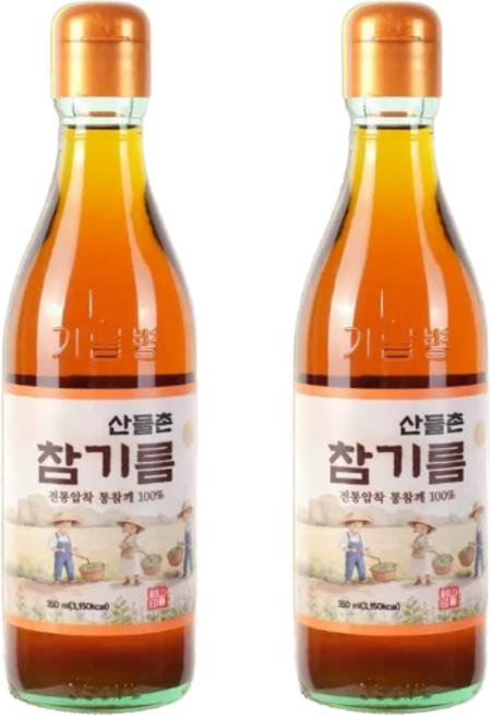 산들촌 통참깨 100% 참기름 2개포장, 2개, 350ml