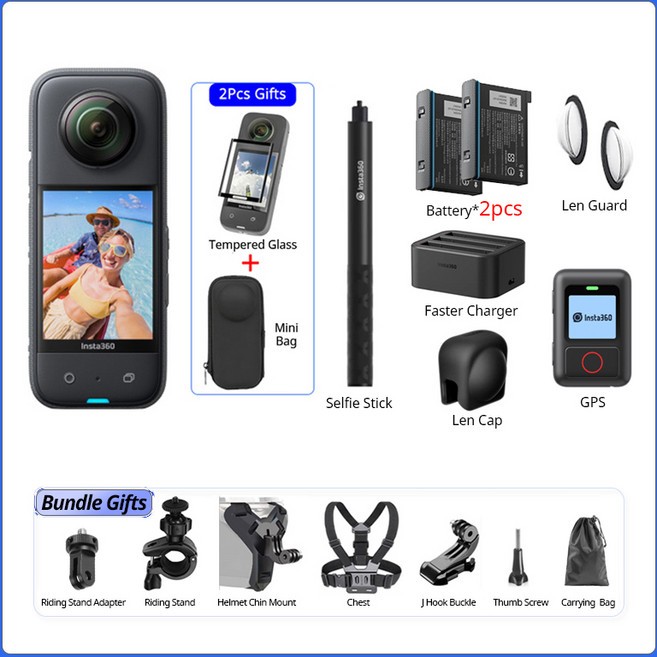 Insta360 X3 360 스포츠 액션 카메라 ONE X3 5.7K Video10m 방수 유량 안정화 1800mAh 배터리 X3 재고 있, NEW C6_256G, 28) NEW C6 - 256G