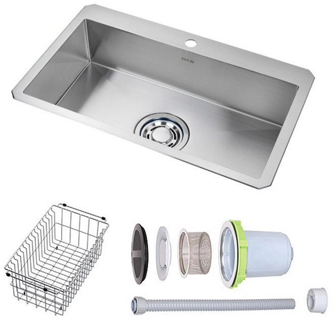 [백조] 대형 스테인리스 싱크볼 SWSR8835 / 배수망 풀세트 / 주방 리모델링 필수템, 1개