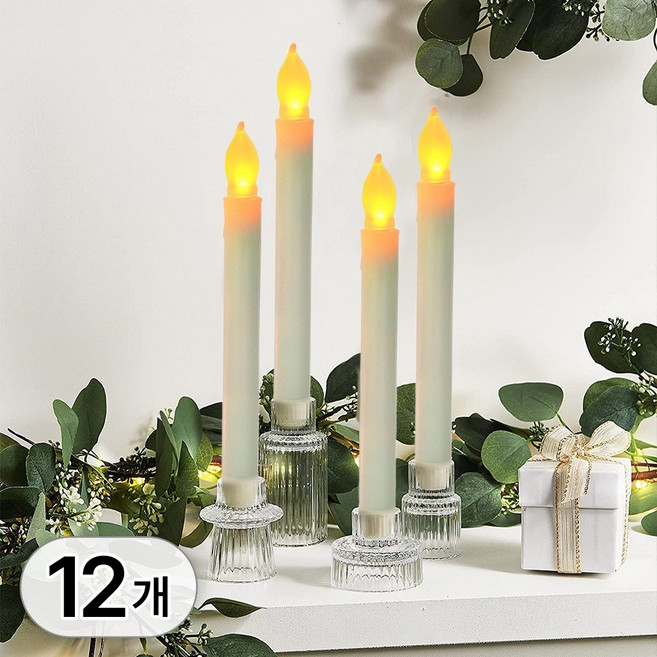 투데이리빙 12개입 세트 LED 촛불 프로포즈 생일 할로윈 파티 인테리어 장식 꺼지지 않는 led 감성 조명 양초, R98205N, 웜화이트광, 12개