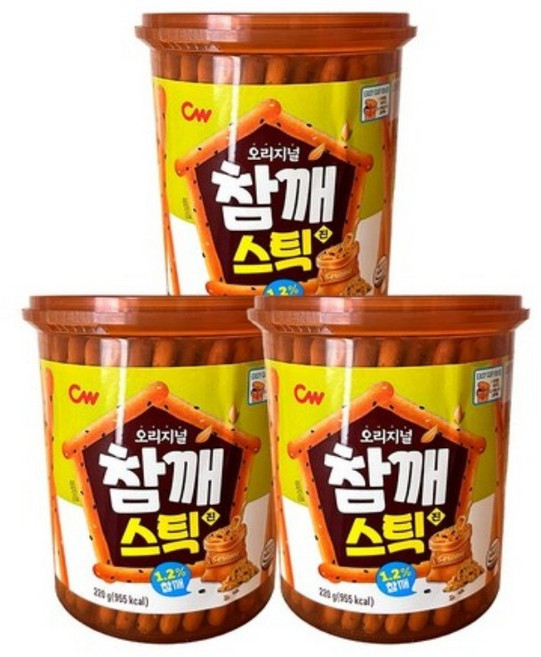 [싸다구] 청우 참깨스틱 빼뺴로, 220g, 3개