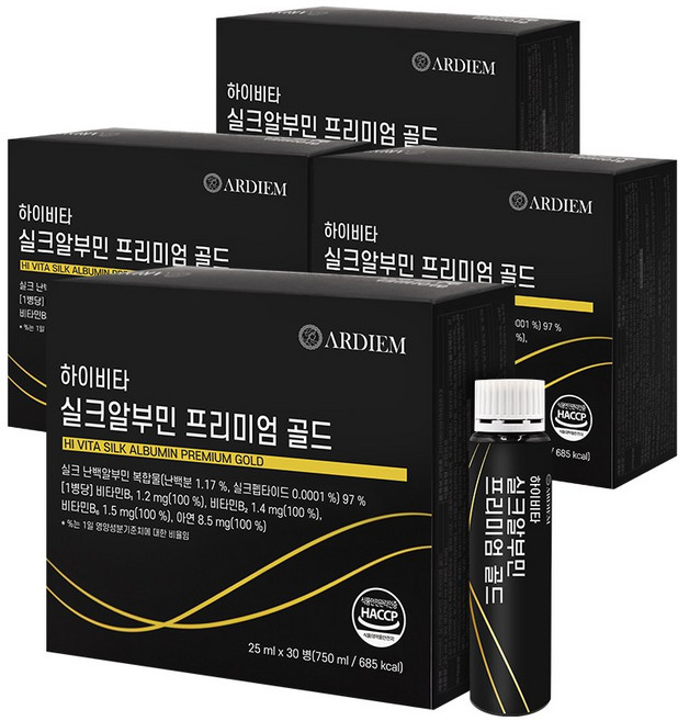 아르디엠 하이비타 실크 알부민 프리미엄골드 마시는 알부민 실크 펩타이드 난백분 25ml x 30병, 4박스, 30회분
