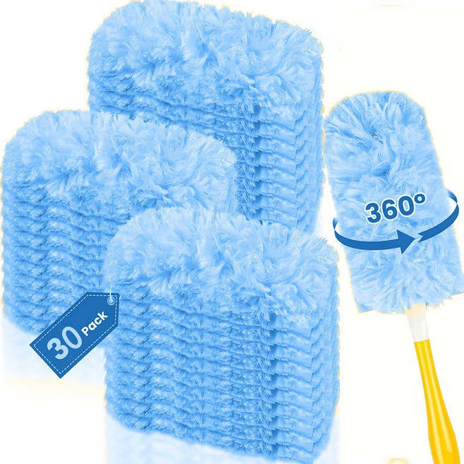 Swiffer 除塵撣頭 30個裝 可水洗清潔家用, 除塵撣頭雙面藍紫色30片加黃, 1個