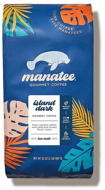 Manatee gourmet 커피 홀빈 아일랜드 다크 로스트 907g, 1개