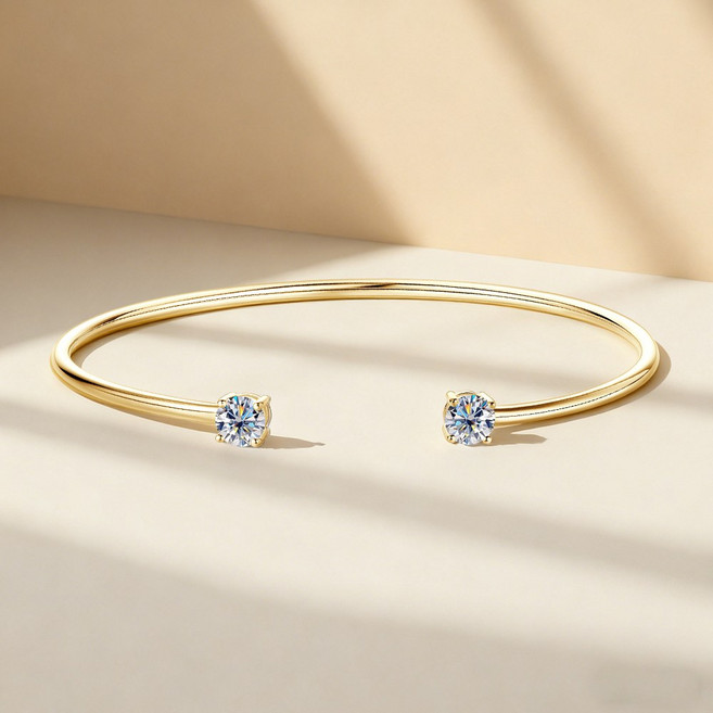 모이사나이트 열림 뱅글팔찌 925 순은 14K도금 은뱅글팔찌 GRA증서 패션 정교함 여성 브레이슬릿 주얼리 선물