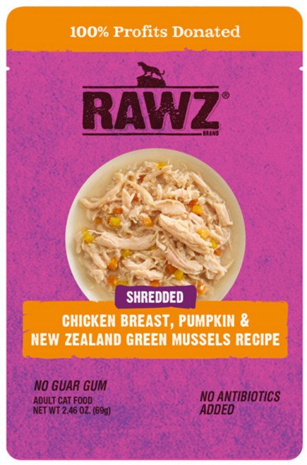 로우즈 슈레디드 캣파우치 치킨가슴살 호박 뉴질랜드 그린 홍합 주식파우치 8p, 닭, 69g, 8개