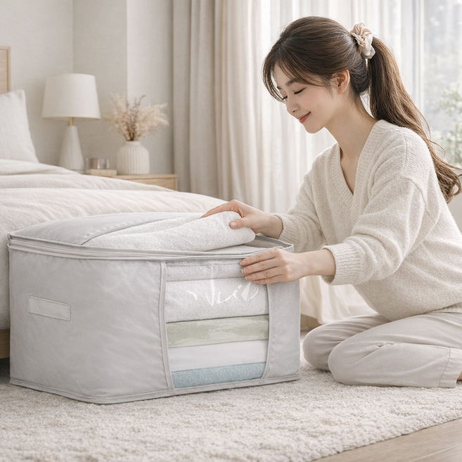 모와다온 특대형 이불 정리함, 1개, 그레이