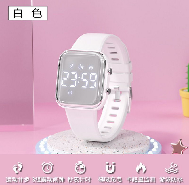 國小國中女表 充電防水電子手表 Ins風少女獨特設計 小眾個性款兒童手表 生日禮物女孩手表 夜光鬧鐘防潑水運動表
