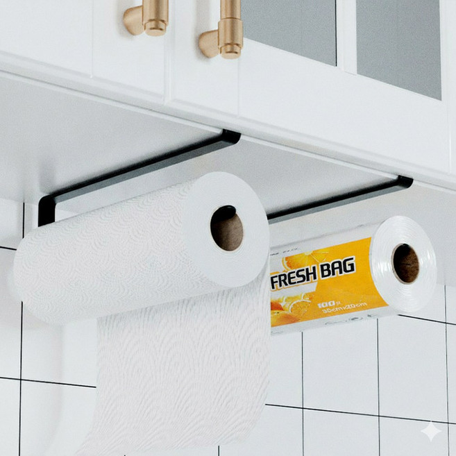 잇서존 끼워쓰는 튼튼한 키친타올 걸이, 2개, 블랙