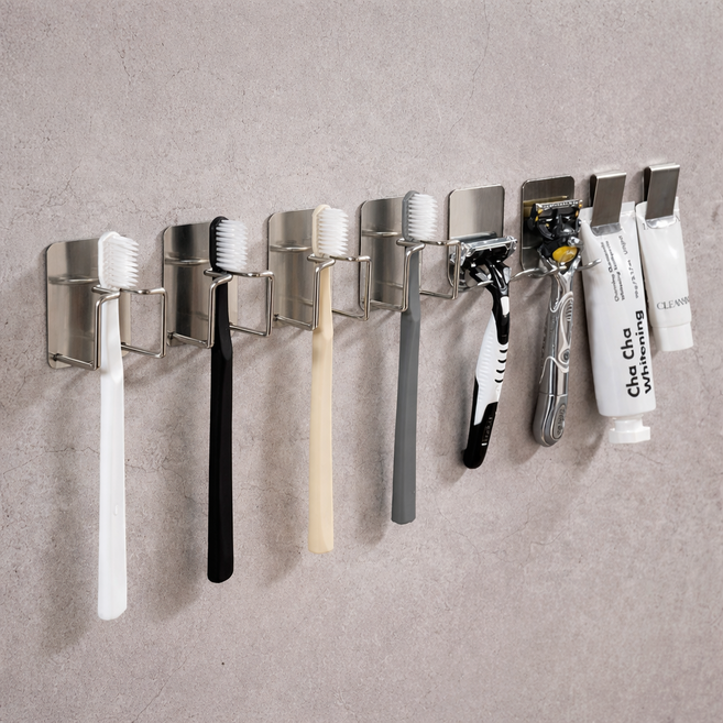 304 스텐 무타공 칫솔 거치대, 1세트, 4인