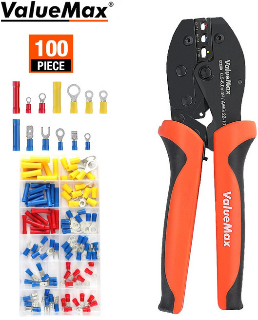 Valuemax 전선 스트립퍼 이지 스트리퍼 100PC 열수축 튜브 절연 터미널 단자 포함, 1세트