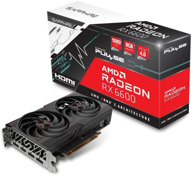 사파이어 11310-01-20G 펄스 AMD 라데온 RX 6600 게이밍 그래픽 카드 8GB GDDR6 AMD RDNA 2 갱신, 1