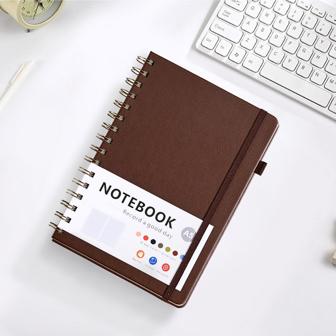 캘리스터 고급 가죽커버 스프링 만년다이어리 노트 A5 7가지 색상, 브라운