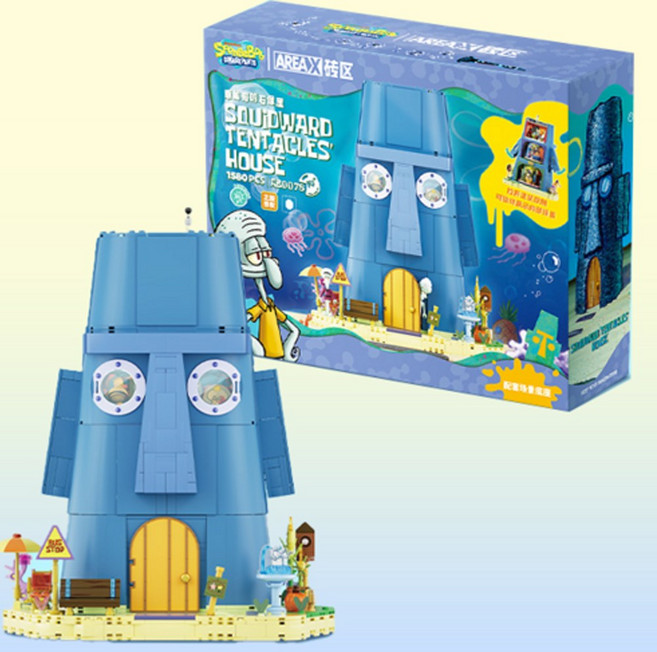 AREAX 스폰지밥 징징이하우스 블럭놀이 조립놀이, 1개