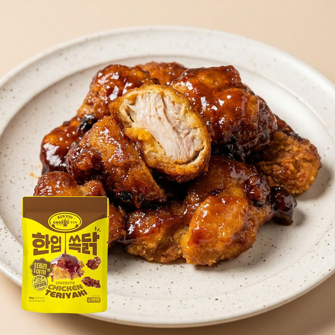 쿠즈락 한입쏙닭 데리야끼맛 닭강정 닭다리살 술안주 야식 간식, 40개, 180g