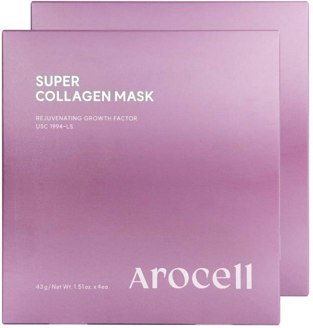 아로셀 [본사직영] 슈퍼 파워 마스크EX 콜라겐 인체제대혈 줄기세포 배양액 함유 시트 마스크/팩, 4개입, 2개