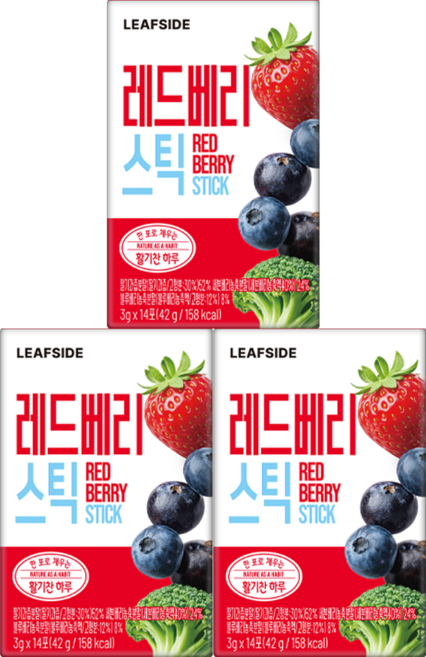 리프사이드 딸기 세븐베리 7가지 베리 농축 분말스틱, 3박스, 42g
