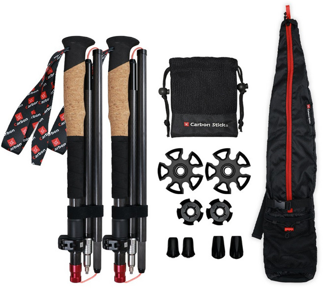[엑스카본] MX-2 PRO 초경량 카본 등산스틱 접이식 초미니 손목스트랩 2개, 1세트, 블랙+레드