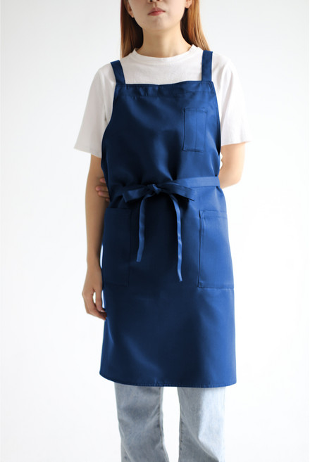 모올글래드 엉덩이 덮는 랩스타일 까페 바리스타 식당 공방 화방 주방 이니셜 자수 각인 심플앞치마, 심플앞치마(랲형 까페용)(네이비), 1개