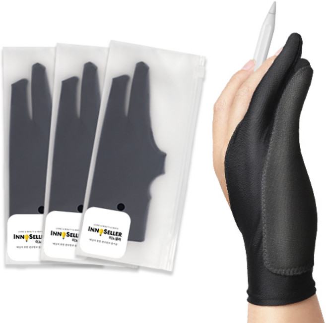 이노셀러 전문가용 드로잉장갑 타블렛 아이패드 태블릿 그림 장갑 3개 세트, 3중레이어 밀착형