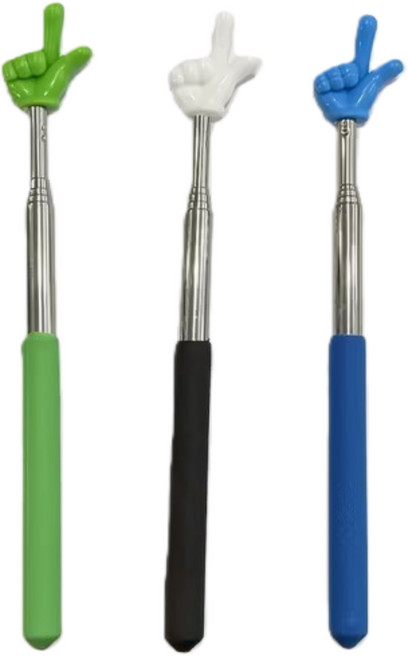 신축식 손가락 교봉 포인터 스틱 교실/강의/가정 학습용 다용도 지시봉, 3개, GREEN+WHITE+BLUE
