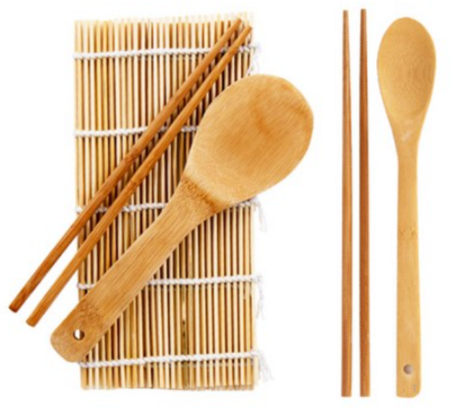 블룸엣홈 대나무 김밥말이 3종 + 볶음수저 + 젓가락 2종, 1COLOR (우드), 6세트