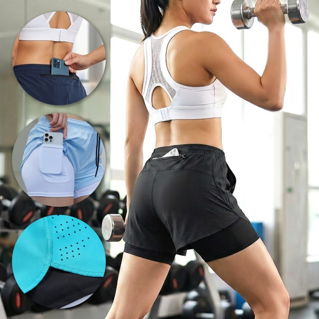 클라빈 여성 러닝쇼츠 팬츠 레깅스 투인원쇼츠4부