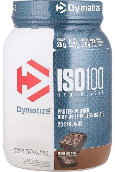Dymatize ISO100® 가수분해 100% 분리유청단백질 퍼지 브라우니 660g(1.45lb) DYZ-60034, 660g, 1개