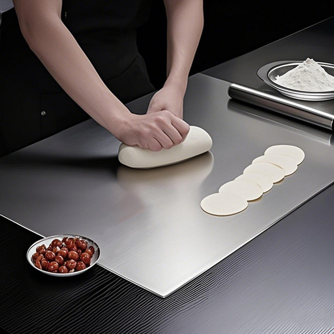 하루꿈 스테인레스 도마 ㄱ자 가정용 싱크대 스텐 304 위생 상판 보호판 업소용 도마 반죽판, 평판형, 1개