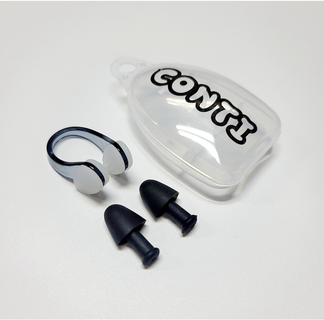 콘티 수영 귀마개 코마개 세트, 검정색, 1세트