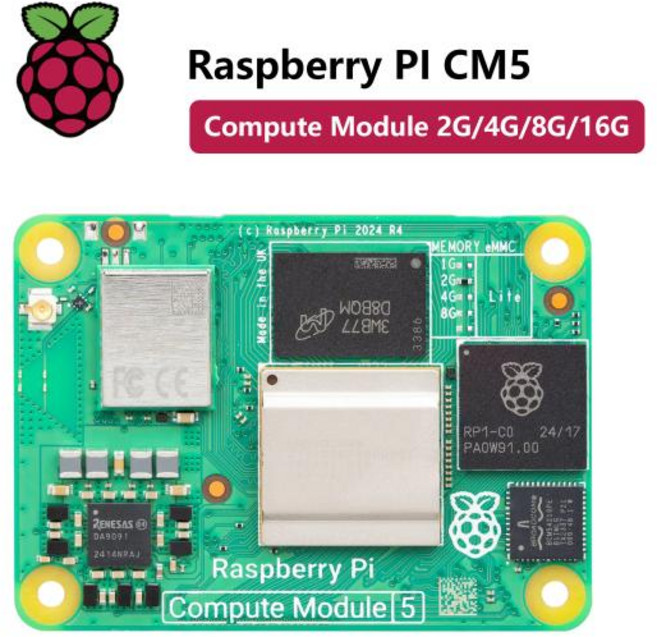 공식 라즈베리 파이 컴퓨팅 모듈 5 CM5 Broadcom BCM2712 2GB4GB8GB16GB RAM 2.45.0GHz WiFi 블루투스 5.0 라즈베리 파이 CM5, CM5104000, 1개