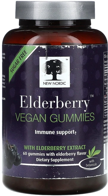 뉴 노르딕 US 107314 엘더베리 추출물 비건 구미 60개, 뉴노르딕 New Nordic 엘더베리 비건 구미젤리 6, 1개 - 쿠팡