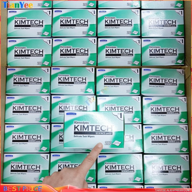 KIMTECH Kimwipes 섬유 청소용 종이 팩 280 와이프 Kimperly 공인 광섬유 와이핑 페이퍼 도매 가격, 01 x10 boxes