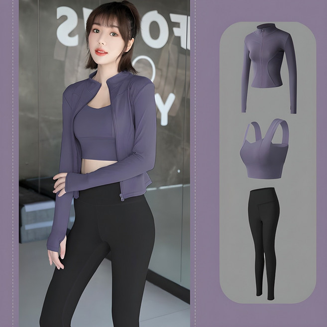 장사부 요가 필라테스 3종 세트 레깅스+집업+브라탑