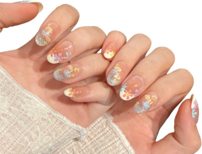 ins 새소리 꽃향기 블러셔 수제 네일팁 NT0182, 1개, L