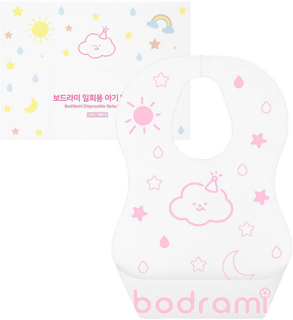 보드라미 아기 일회용턱받이 유아 이유식 턱받이, 1개, 20개입, ONE COLOR
