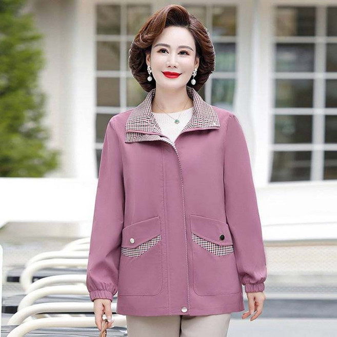 봄가을 중년 여성 점퍼 루즈핏 데일리 코트 아우터 심플 기질 상의 캐주얼 엄마 재킷 WMY