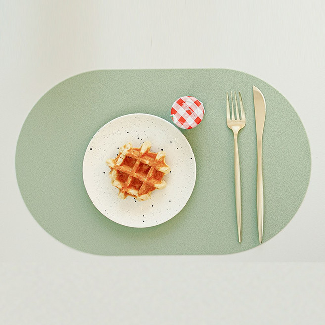키키네 국내산 실리콘 식탁매트 테이블매트 2p 세트-2size, 1세트, 중(370mm x 230mm), 그린티
