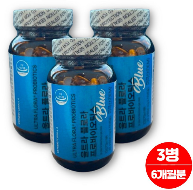 여에스더 닥터 에스더 울트라 플로라 프로바이오틱스 블루 유산균 100억 보장 신바이오틱스 프로바이오스틱 아기 어린이 임산부 온가족 영양제, 60정, 3박스