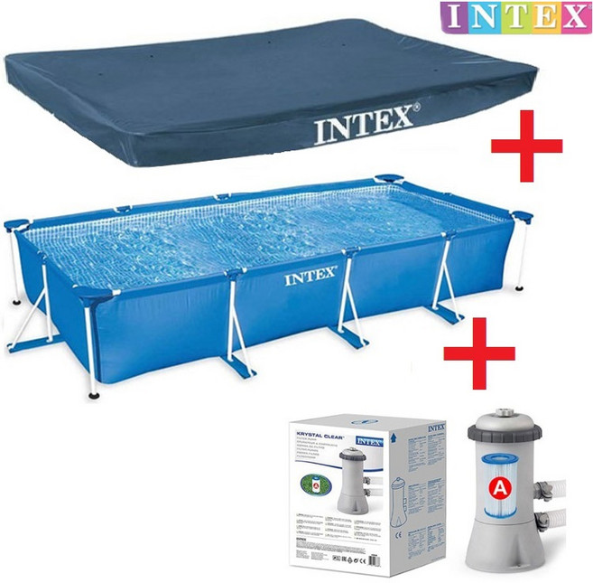 INTEX 패밀리프레임풀특대 28273 풀장, 특대형(4.5M)풀장 + 특대 덮개 + 필터펌프