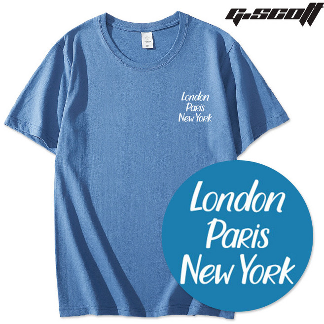 지스캇 20수 헤비코튼 프린트 라운드넥 반팔티셔츠