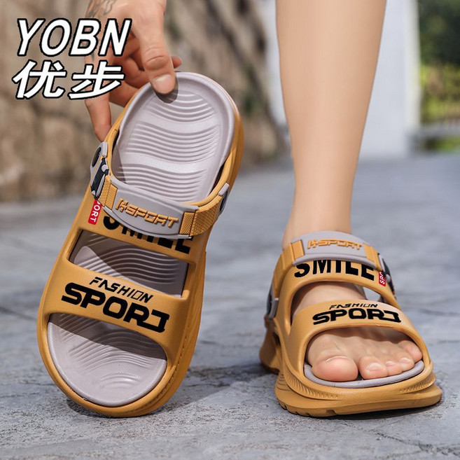 YOBN 優步 男鞋 夏季運動休閒拖鞋, 1個, 橙色45