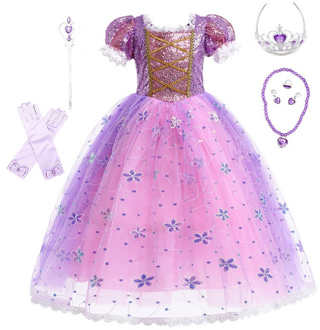 라푼젤 스팽글 공주드레스 no3 악세사리세트