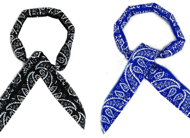 쿨링 스카프 아이스 넥밴드 냉감 목쿨러 여름 목걸이 얼음 스카프 골프 등산 야외활동 필수템, 블루 블랙, 1개