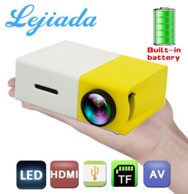 (무료배송)미니프로젝터 Lejiada yg300 led 소형 영사기 붙박이 1300 mah 건전지 320x240 화소는 1080 p 휴대용 영, 08_DBlack  AU Plug