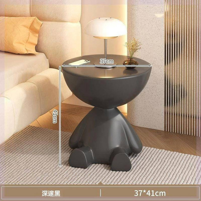 創意平頭茶几 床邊桌 小圓桌子 奶油風 INS風, 耐髒黑【⛔超取限一件】