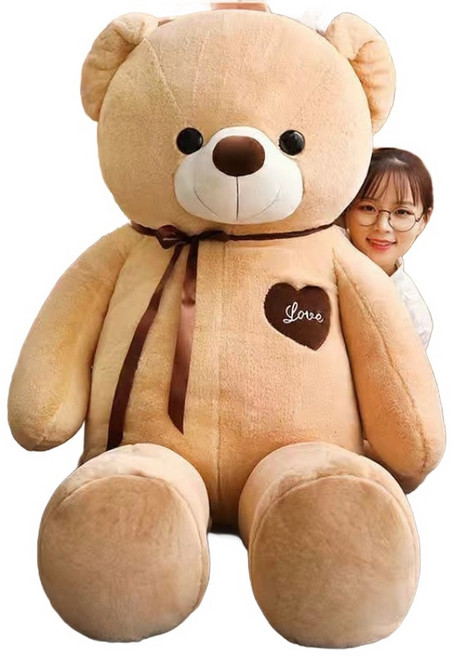 超大泰迪熊毛絨玩偶 女生生日禮物, 淺棕新款熊, 1個, 1cm