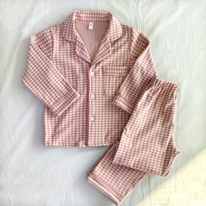 엘라운지 아동용 체크 극세사 방구석 파자마 상하세트