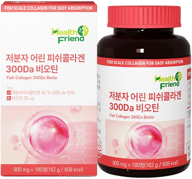 헬스프랜드 저분자 피쉬콜라겐 300달톤 6개월분 180정 비오틴 영양제, 저분자 어린 피쉬콜라겐 300 Da, 1개 - 쿠팡